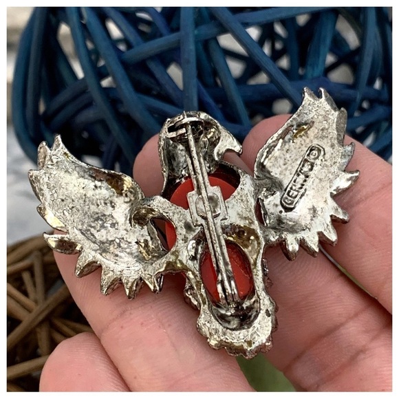 Vintage Signed Gerry’s American Eagle Patriotic Enamel Silver Pendant Brooch Pin - Picture 3 of 5